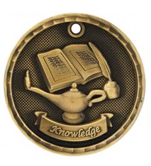 2" 3D Lamp of Knowledge Medal                                              