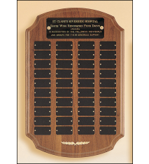 Walnut perpetual plaque with 40 black brass plates